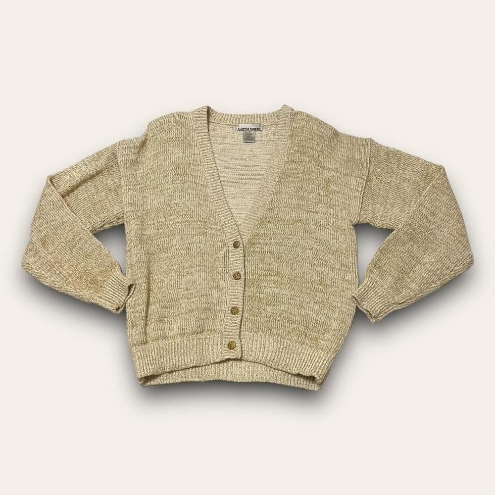 ⭐️ 4 for $20 ⭐️ Vintage Gold Metallic Cardigan Sparkly Cara Soho Size Small